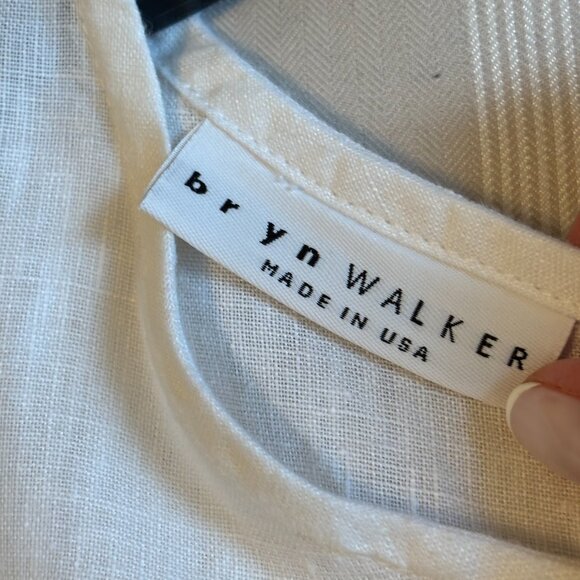 Bryn Walker Linen White Tunic Top with side slits - Picture 2 of 13